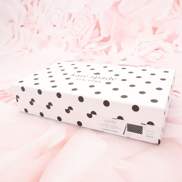 Kate Spade Women's Cheers Phone Wallet Black/White Polka Dot Leather W/Gift Box - Picture 2 of 10